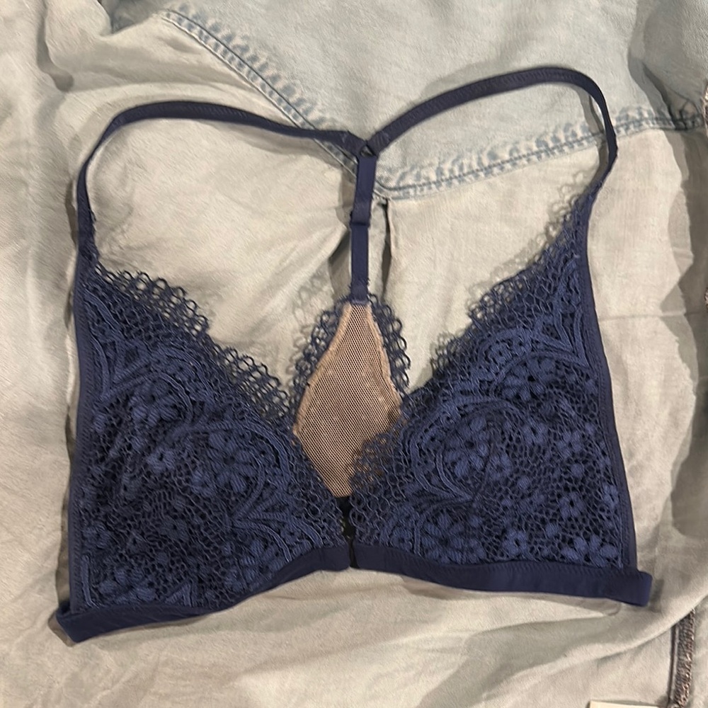 Victorias Secret Elegant Lace Bralette - Navy Blue